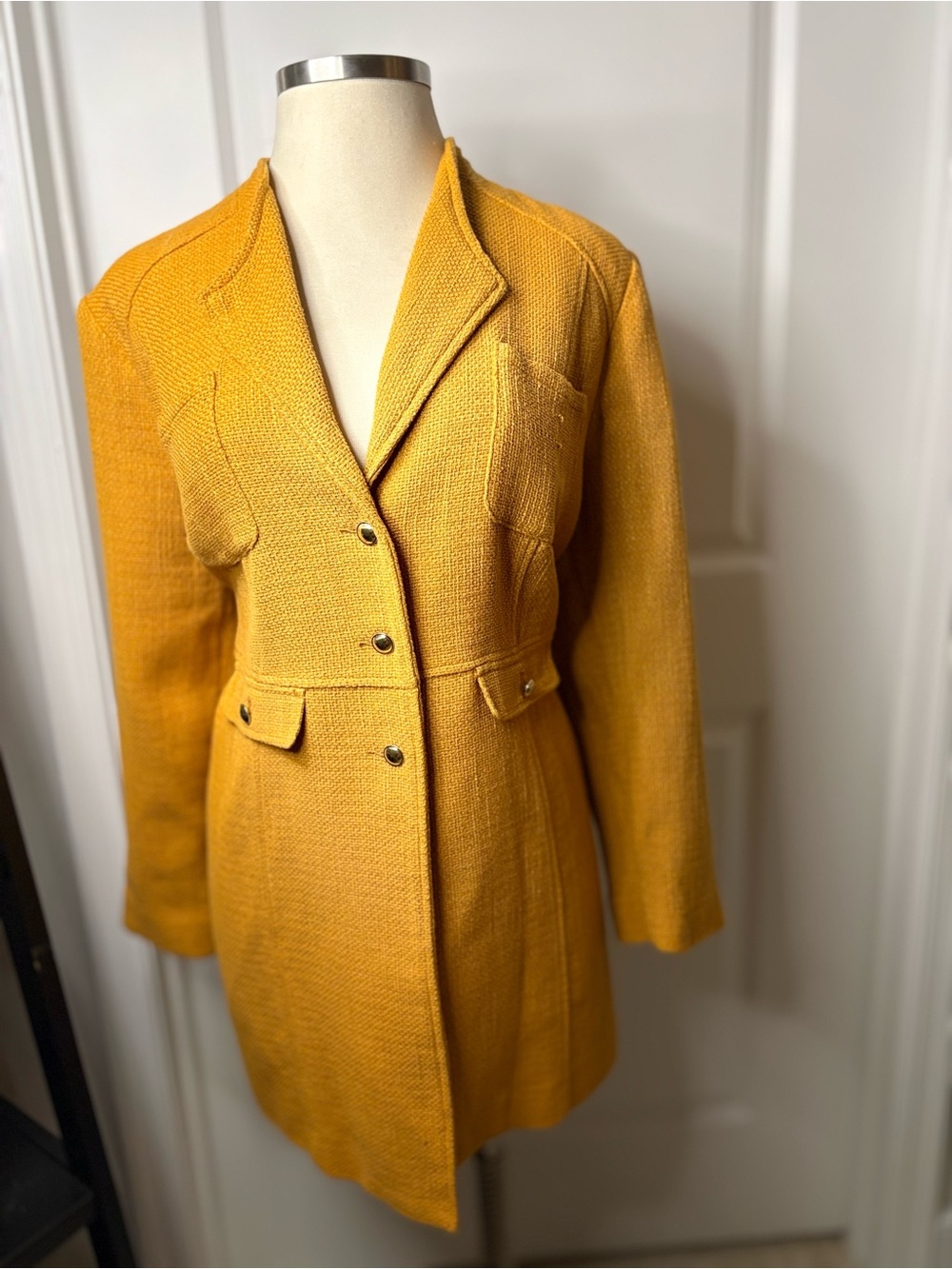 Chico's Golden Mustard Tailored Long Blazer
